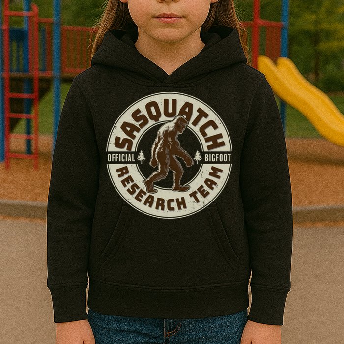 Funny Vintage Sasquatch Research Team Emblem Kids Hoodie