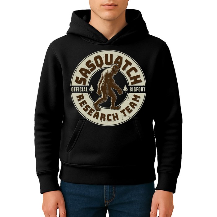 Funny Vintage Sasquatch Research Team Emblem Kids Hoodie