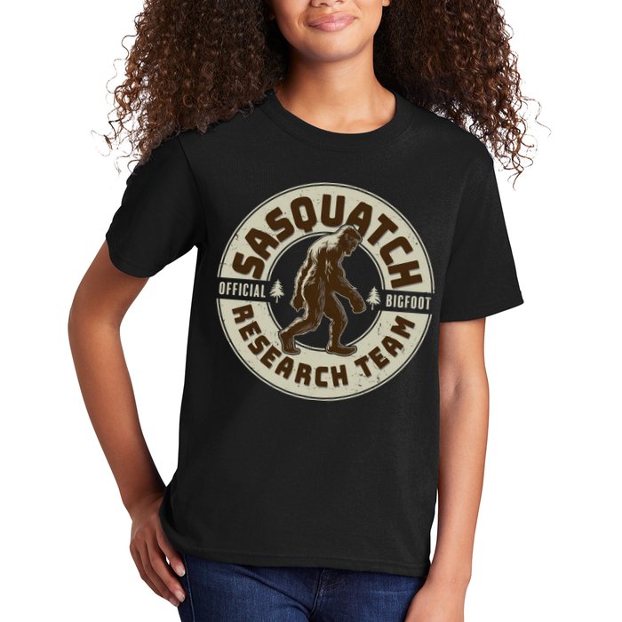 Funny Vintage Sasquatch Research Team Emblem Kids T-Shirt