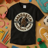 Funny Vintage Sasquatch Research Team Emblem Kids T-Shirt