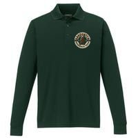 Funny Vintage Sasquatch Research Team Emblem Performance Long Sleeve Polo