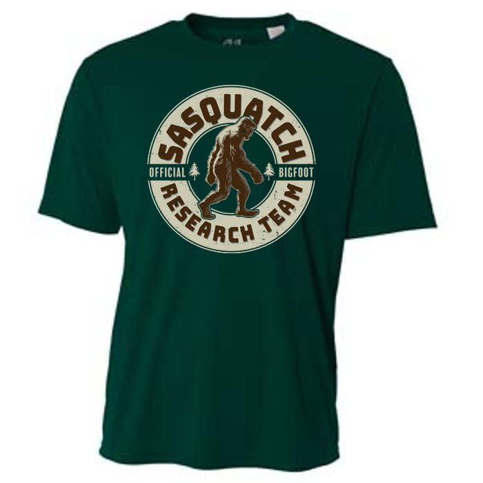 Funny Vintage Sasquatch Research Team Emblem Cooling Performance Crew T-Shirt