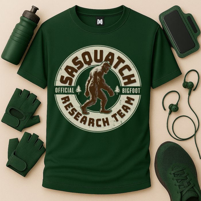 Funny Vintage Sasquatch Research Team Emblem Performance Shirt