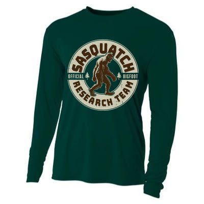 Funny Vintage Sasquatch Research Team Emblem Cooling Performance Long Sleeve Crew