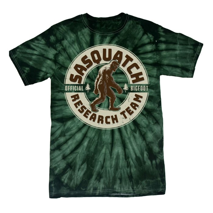 Funny Vintage Sasquatch Research Team Emblem Tie-Dye T-Shirt