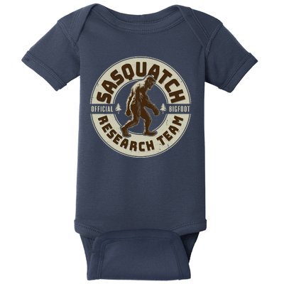 Funny Vintage Sasquatch Research Team Emblem Baby Bodysuit