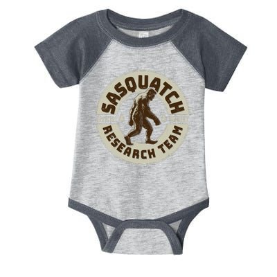 Funny Vintage Sasquatch Research Team Emblem Infant Baby Jersey Bodysuit