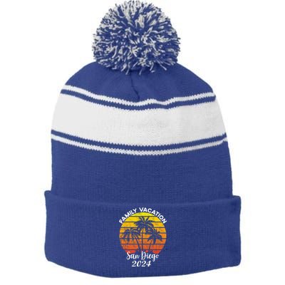 Family Vacation San Diego 2024 Matching Family Beach Stripe Pom Pom Beanie