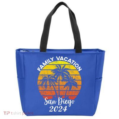Family Vacation San Diego 2024 Matching Family Beach Zip Tote Bag