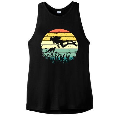 Funny Vintage Scuba Diving Dive Diver Ladies PosiCharge Tri-Blend Wicking Tank