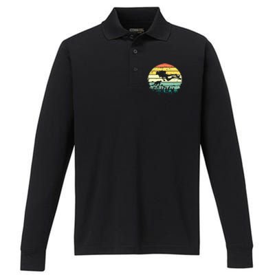 Funny Vintage Scuba Diving Dive Diver Performance Long Sleeve Polo