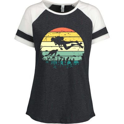 Funny Vintage Scuba Diving Dive Diver Enza Ladies Jersey Colorblock Tee