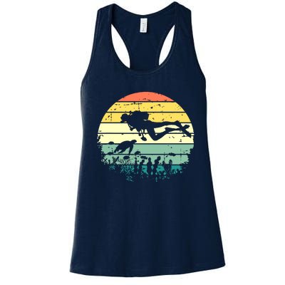 Funny Vintage Scuba Diving Dive Diver Women's Racerback Tank