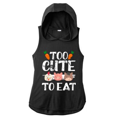 Funny Vegan Too Cute To Eat Vegetarian Save Animals Gift Ladies PosiCharge Tri-Blend Wicking Draft Hoodie Tank