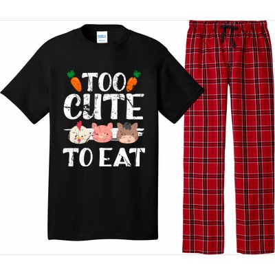 Funny Vegan Too Cute To Eat Vegetarian Save Animals Gift Pajama Set