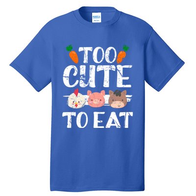 Funny Vegan Too Cute To Eat Vegetarian Save Animals Gift Tall T-Shirt