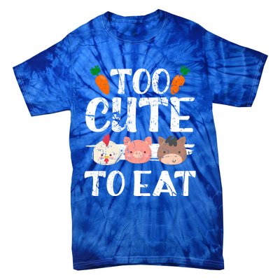 Funny Vegan Too Cute To Eat Vegetarian Save Animals Gift Tie-Dye T-Shirt