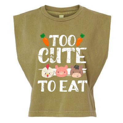 Funny Vegan Too Cute To Eat Vegetarian Save Animals Gift Garment-Dyed Women's Muscle Tee