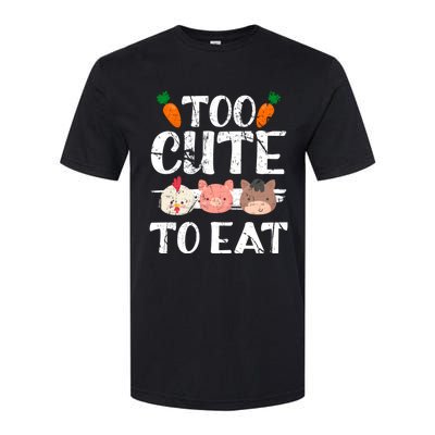 Funny Vegan Too Cute To Eat Vegetarian Save Animals Gift Softstyle® CVC T-Shirt