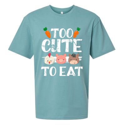 Funny Vegan Too Cute To Eat Vegetarian Save Animals Gift Sueded Cloud Jersey T-Shirt