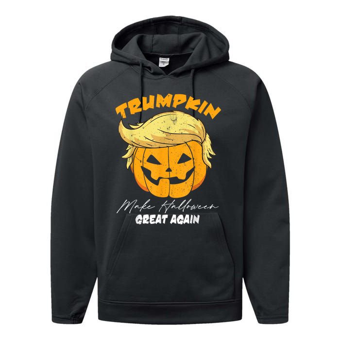 Funny Vintage Trumpkin Make Halloween Great Again Performance Fleece Hoodie