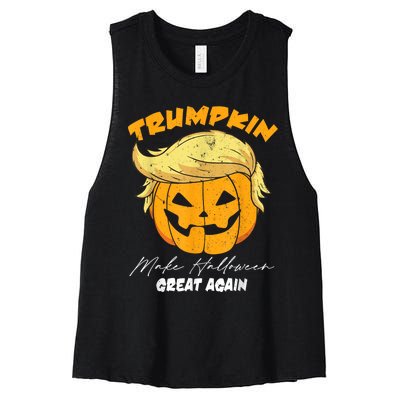 Funny Vintage Trumpkin Make Halloween Great Again Women's Racerback Cropped Tank