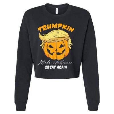 Funny Vintage Trumpkin Make Halloween Great Again Cropped Pullover Crew