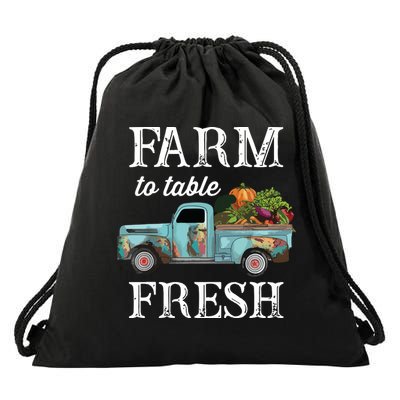 Farm Vegetables Truck Farm To Table Fresh Drawstring Bag
