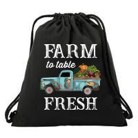 Farm Vegetables Truck Farm To Table Fresh Drawstring Bag