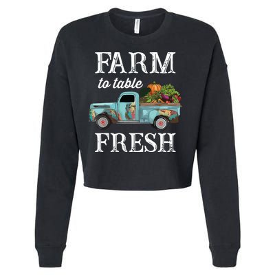Farm Vegetables Truck Farm To Table Fresh Cropped Pullover Crew