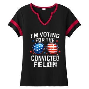 Funny Voting Trump 2024 IM Voting For The Convicted Felon Ladies Halftime Notch Neck Tee