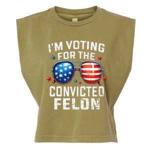 Funny Voting Trump 2024 IM Voting For The Convicted Felon Garment-Dyed Women's Muscle Tee