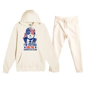 Funny Voting Trump 2024 IM Voting For The Convicted Felon Premium Hooded Sweatsuit Set