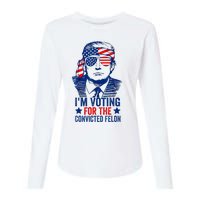 Funny Voting Trump 2024 IM Voting For The Convicted Felon Womens Cotton Relaxed Long Sleeve T-Shirt