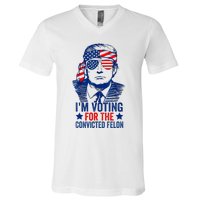 Funny Voting Trump 2024 IM Voting For The Convicted Felon V-Neck T-Shirt