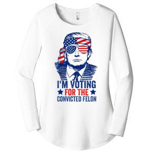 Funny Voting Trump 2024 IM Voting For The Convicted Felon Women's Perfect Tri Tunic Long Sleeve Shirt