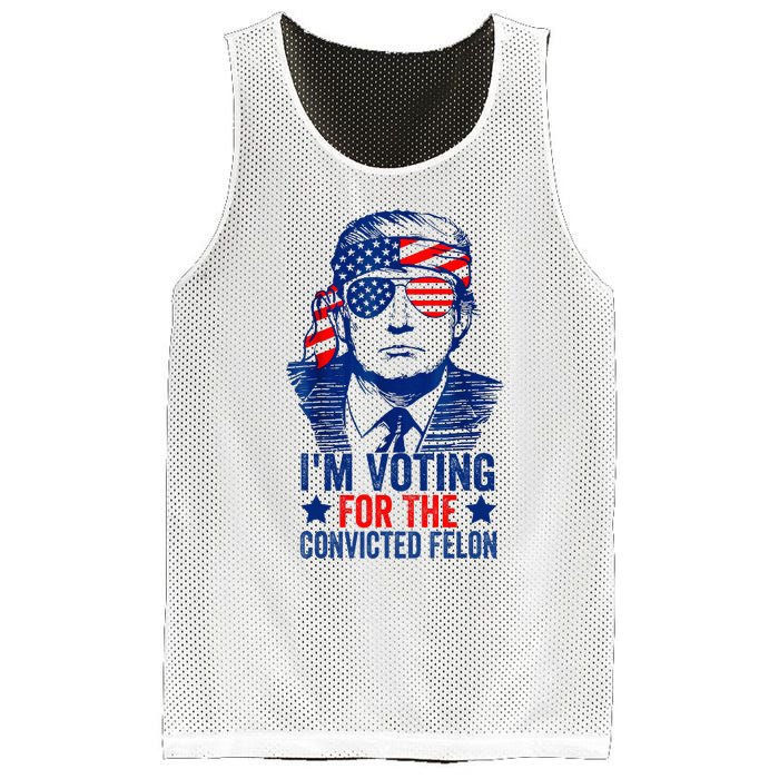 Funny Voting Trump 2024 IM Voting For The Convicted Felon Mesh Reversible Basketball Jersey Tank