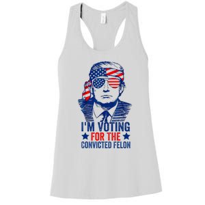 Funny Voting Trump 2024 IM Voting For The Convicted Felon Women's Racerback Tank