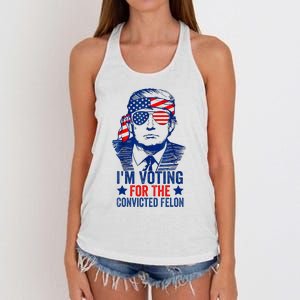 Funny Voting Trump 2024 IM Voting For The Convicted Felon Women's Knotted Racerback Tank