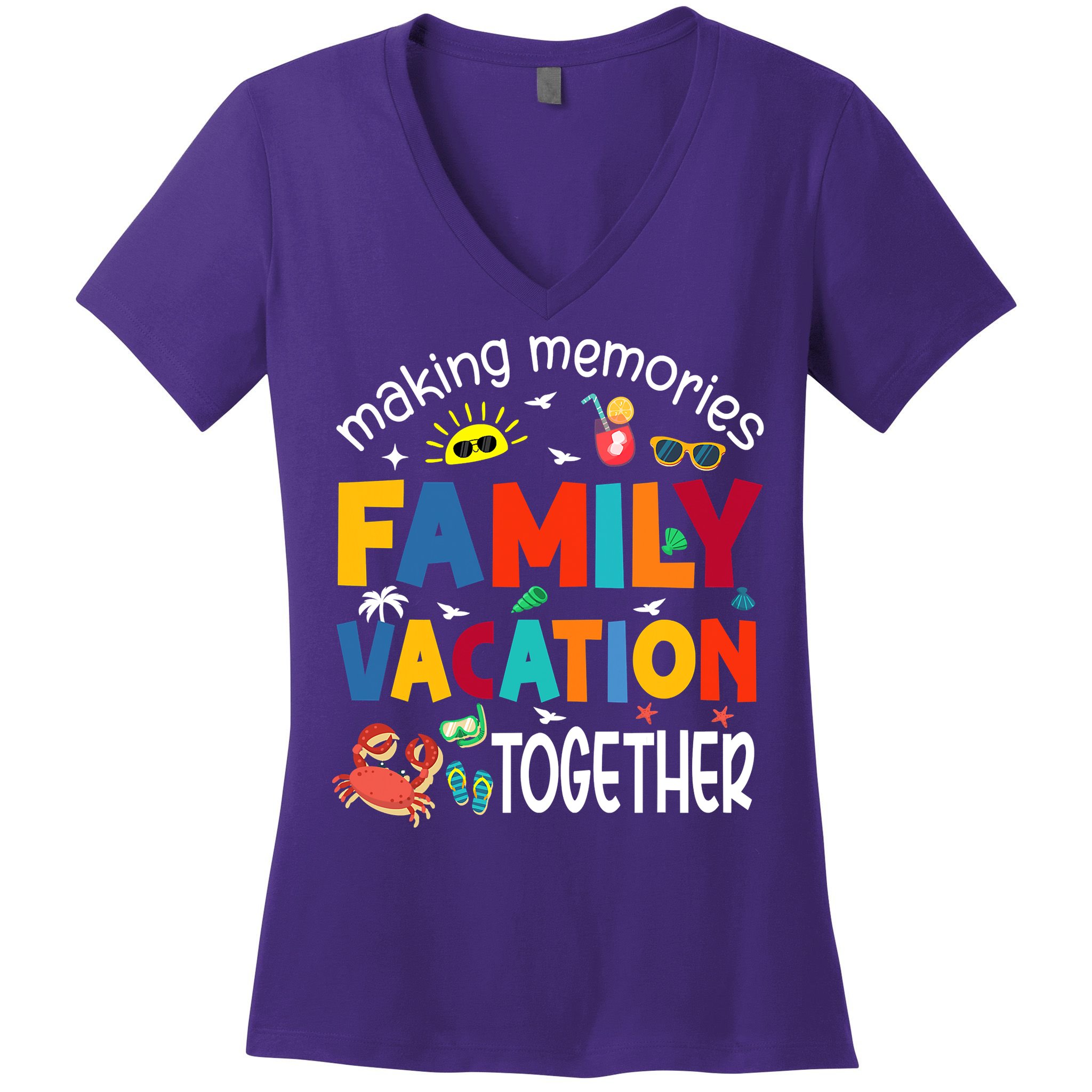 Family Vacation Together Making Memories Matching Family Women's V-Neck T-Shirt