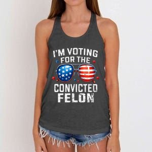 Funny Voting Trump 2024 IM Voting For The Convicted Felon Women's Knotted Racerback Tank