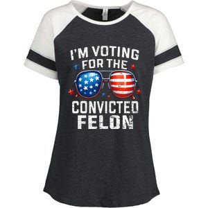 Funny Voting Trump 2024 IM Voting For The Convicted Felon Enza Ladies Jersey Colorblock Tee