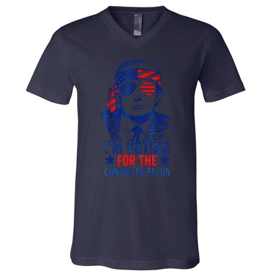 Funny Voting Trump 2024 IM Voting For The Convicted Felon V-Neck T-Shirt