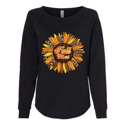 Fall Vibes Thanksgiving Leopard Pumpkin Sunflower Womens California Wash Sweatshirt