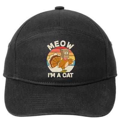 Funny Vintage Thanksgiving Turkey Meow I'm A Cat 7-Panel Snapback Hat