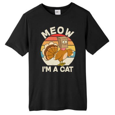 Funny Vintage Thanksgiving Turkey Meow I'm A Cat Tall Fusion ChromaSoft Performance T-Shirt