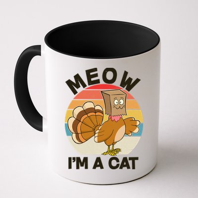 Funny Vintage Thanksgiving Turkey Meow I'm A Cat Mug