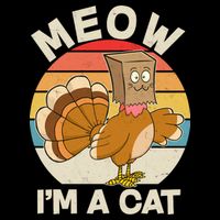 Funny Vintage Thanksgiving Turkey Meow I'm A Cat Polo