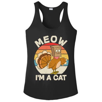 Funny Vintage Thanksgiving Turkey Meow I'm A Cat Ladies PosiCharge Competitor Racerback Tank
