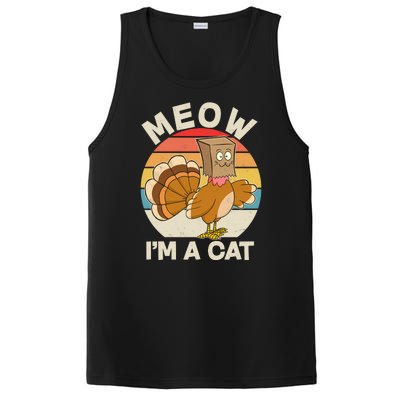 Funny Vintage Thanksgiving Turkey Meow I'm A Cat PosiCharge Competitor Tank